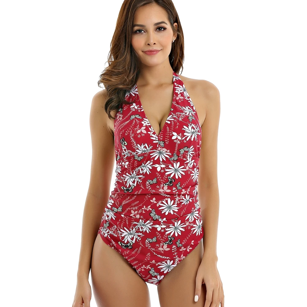 Biseafairy 2019 Sexy One Piece Swimsuit Plus Size Swimwear Women Push Up Print Stripe Vintage Bathing Suit Swim S~2XL | Спорт и