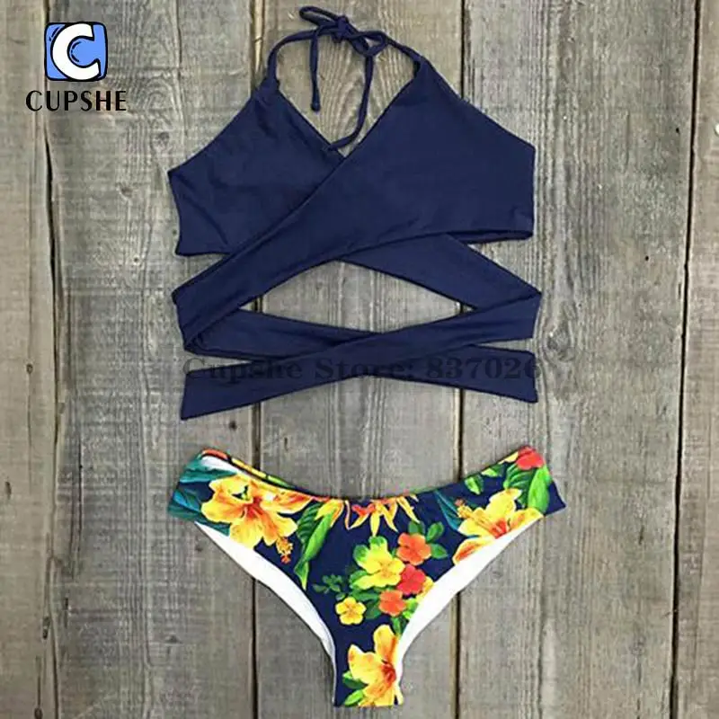 Женский купальник бикини CUPSHE с цветочным принтом и крестиком|swimwear china|swimwear retailsuit