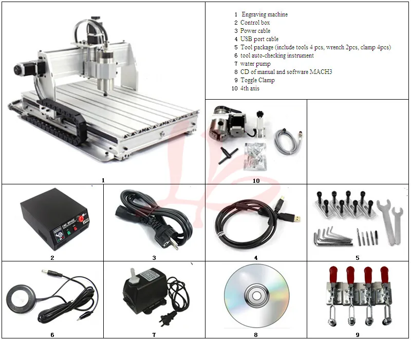 

220V CNC wood carving machine 4030 Z-800W USB CNC router with 4axis for 3D article working