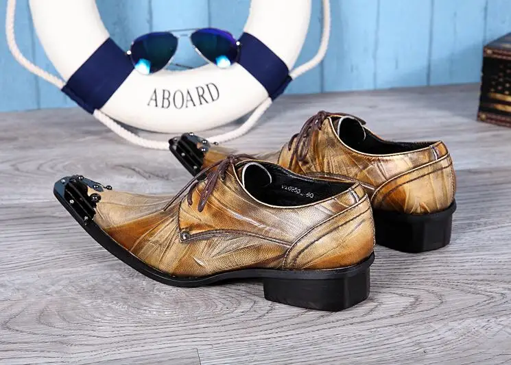 Модельные туфли мужские туфли-оксфорды без шнуровки с острым металлическим