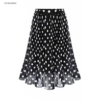 4xl 5xl plus size pleated chiffon skirt for woman 2021 summer elastic waist polka dot print beach skirts femme saia midi