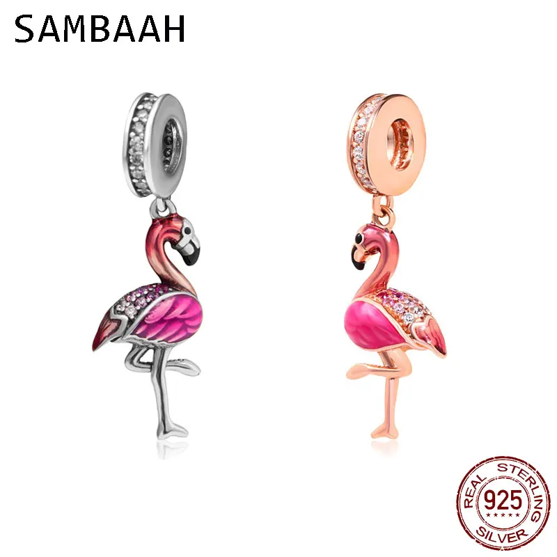 Подвеска Sambaah в виде фламинго подвеска для танцев серебряные бусины тропического