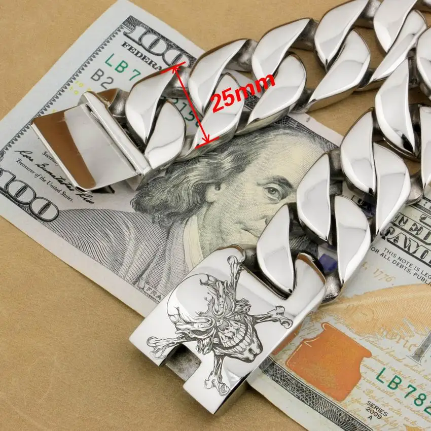 LINSION огромный тяжелый мужской Байкерский браслет из нержавеющей стали 316L в виде