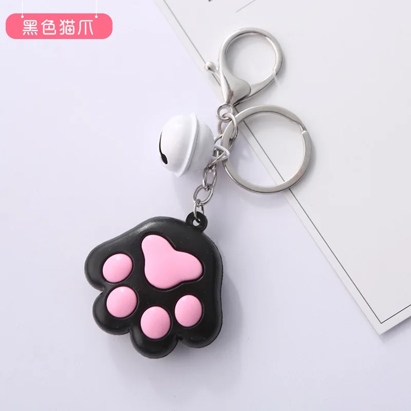 Black cat claw Популярный женский брелок, креативный, трехмерный, милый, Кошачий коготь, брелок, мягкий резиновый колокольчик, автомобильный брелок, подвеска, брелок, кулон, подарок - Цвет: Black cat claw