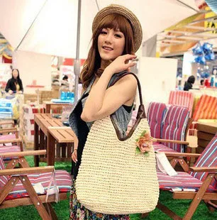 

SUDS Fashion Beach Bag For Summer Flower Straw Big Shoulder Bags Designer High Quality Women Handmade Woven Traveling Tote Bag