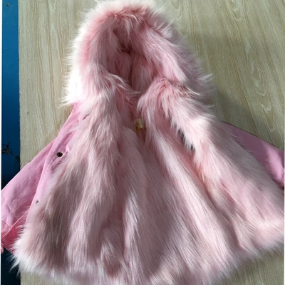 pink-pink Осенне-зимний детский Тренч модная теплая верхняя одежда с подкладкой из искусственного меха и пальто для маленьких мальчиков и девочек, От 1 до 10 лет одежда с капюшоном для девочек - Цвет: pink-pink