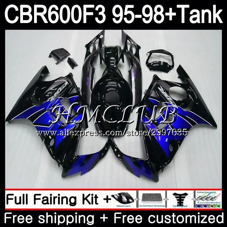 

+Tank For HONDA CBR600FS CBR 600F3 1995 1996 1997 1998 75HC.0 CBR 600 F3 FS CBR600F3 CBR600 F3 95 96 97 98 Fairing Blue black