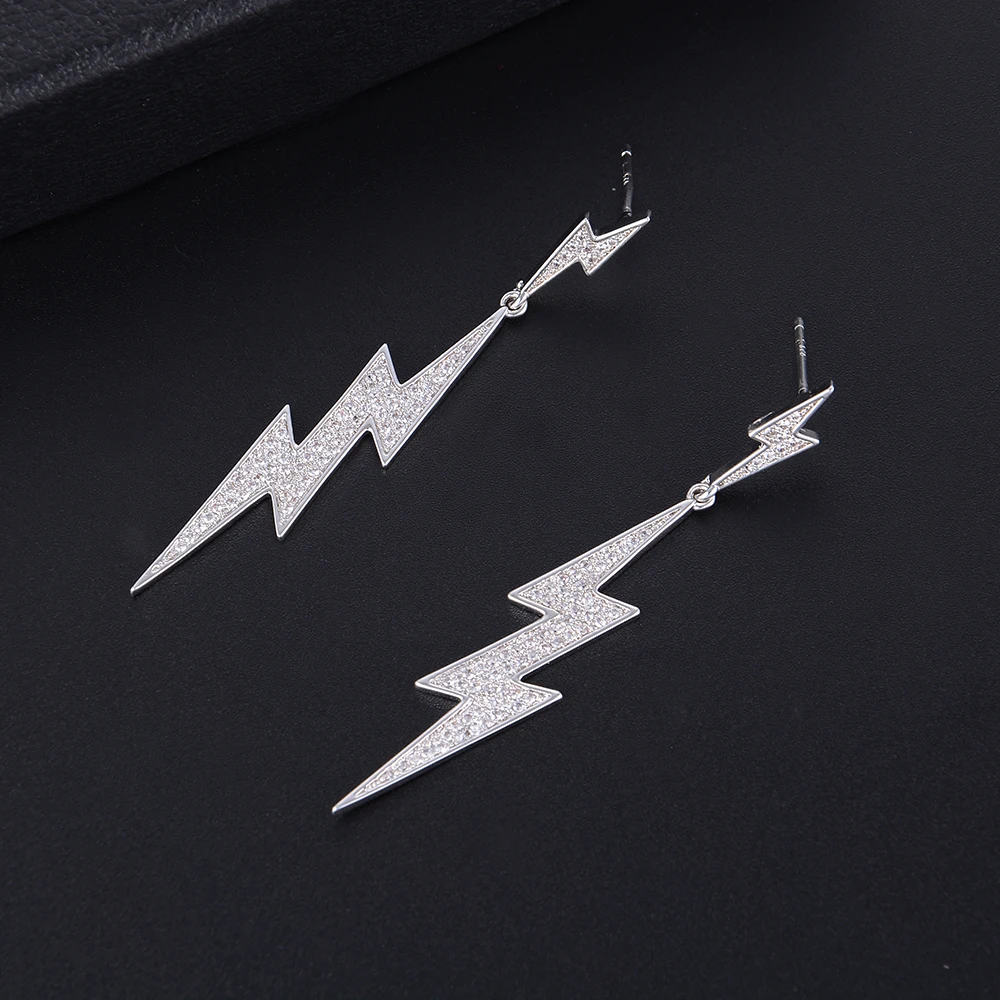 Необычные сверкающие длинные висячие серьги капли из кубического циркония для