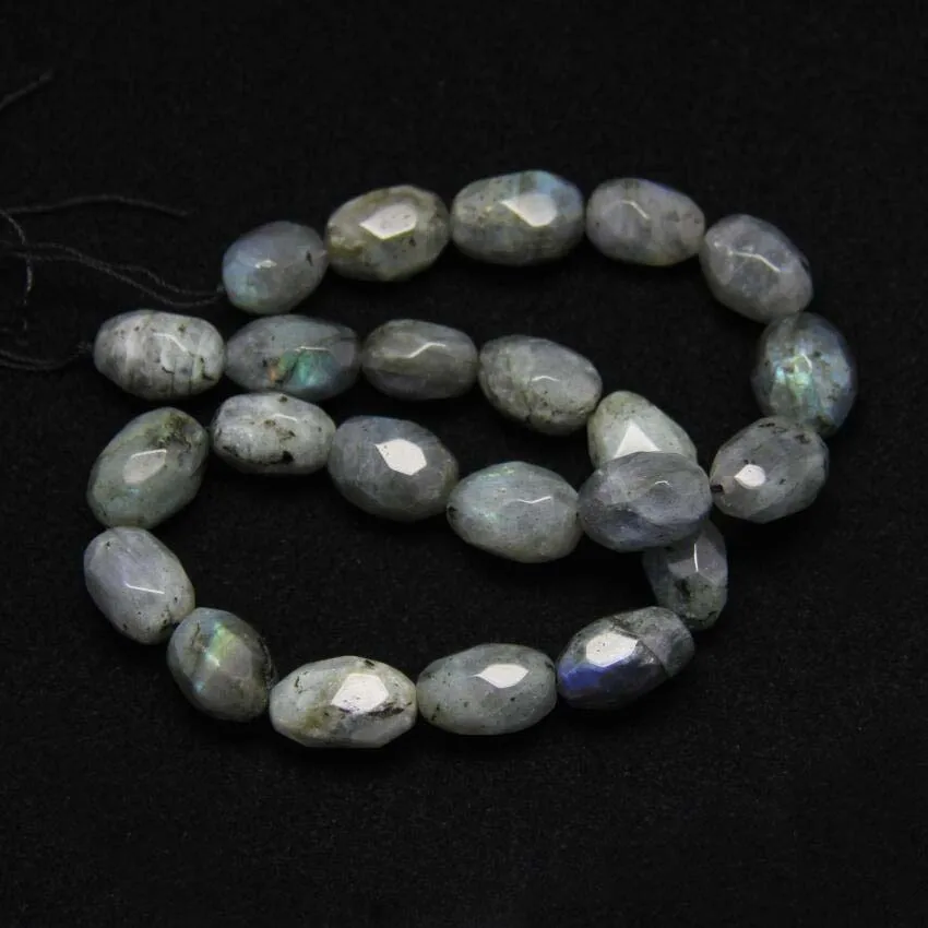 Faceted Flash Labradorite Nugget Beads Spacers Bracelet Jewelry strand Natural Stones Cut Oval Shape Loose DIY Necklace | Украшения и