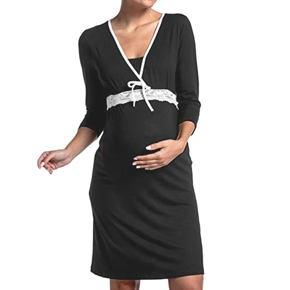 Женские пижамы с длинными рукавами для беременных платье Одежда Платья