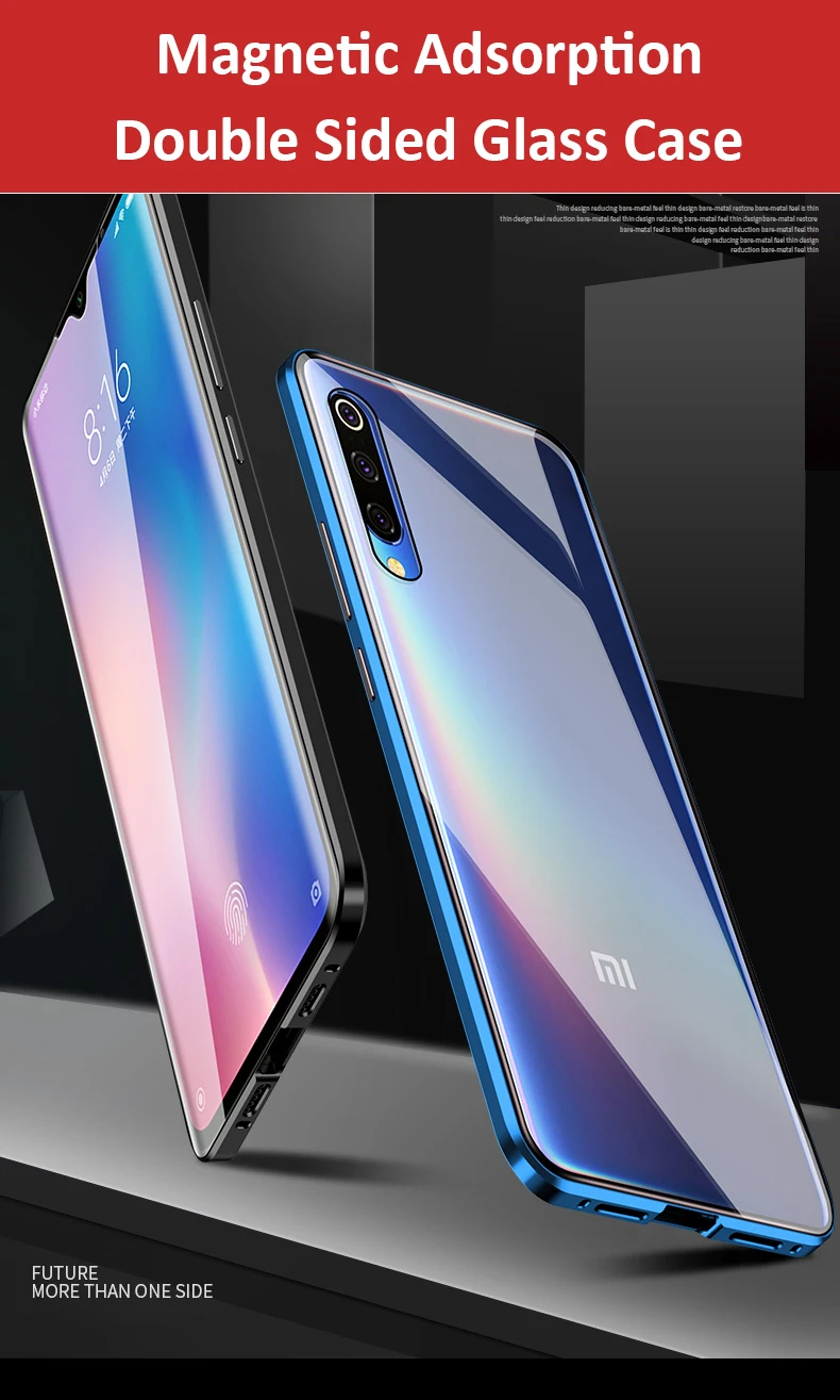 360 Full Magnetic Phone Case For Xiaomi Mi 9 9 SE Double Sided Glass Cover Aluminum Metal Bumper Redmi K20 K20 Pro Note 7 Case