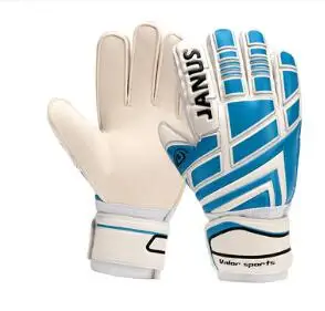 white blue Janus стиль дети защита пальцев футбольные перчатки Профессиональные Дети Футбол вратарь - Цвет: white blue