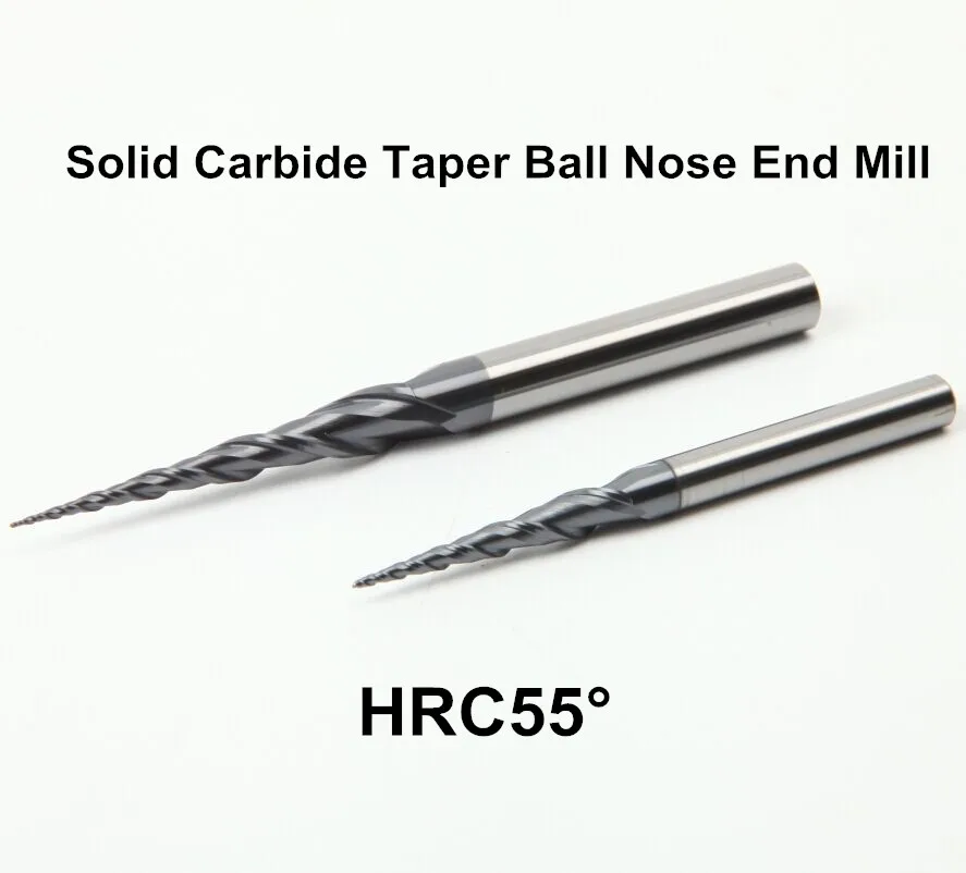 

R0.5x30xD6x75Lx2T HRC55 TiAlN Coated Solid Carbide Taper Ball Nose End Mill