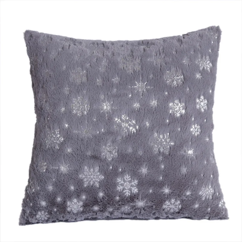 Gray Decorative Pillows 45x45cm Silver Snowflake Cushion Cover Plush Throw Pillow Case Seat Sofa Bed Pillow Case for Living Room New - Цвет: Gray