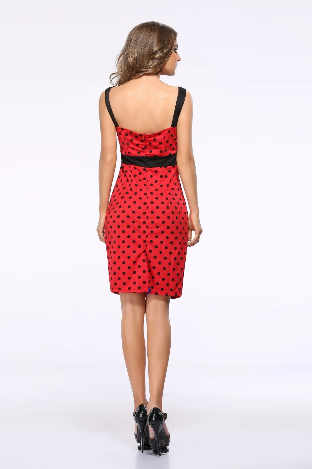 Лето 2017 г. женское платье без рукавов с бантом в горошек Повседневное тонкий