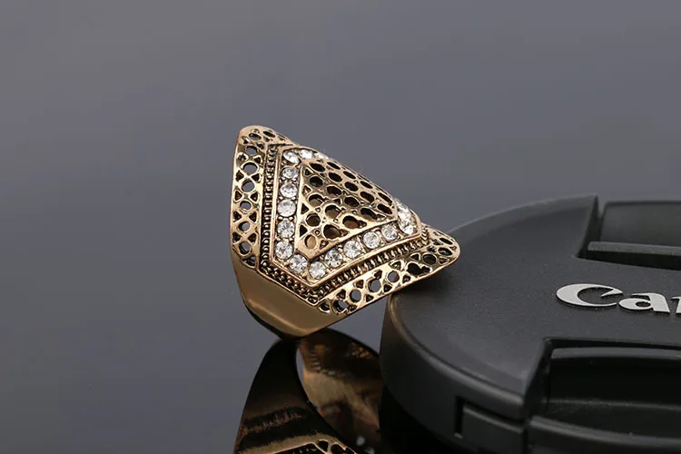 Женские вечерние кольца в стиле стимпанк широкие обручальные золотого цвета с