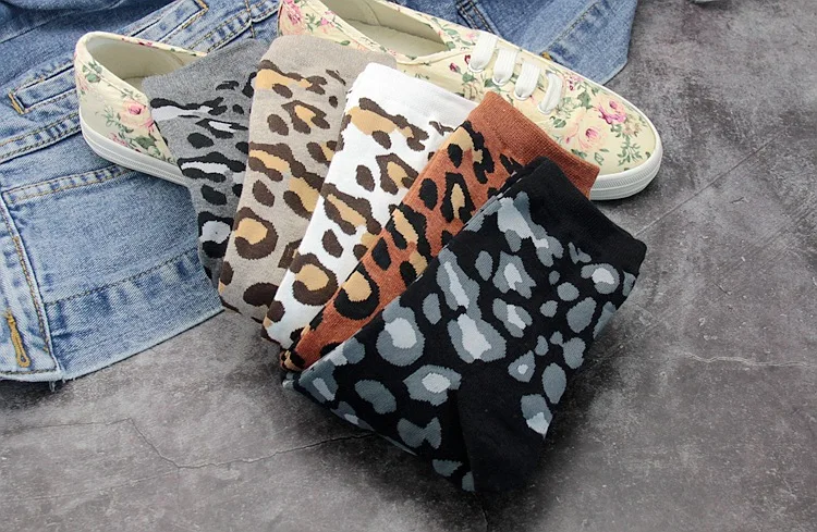 Модные женские носки с леопардовым принтом 2018 Harajuku осенне-зимние винтажные 100%