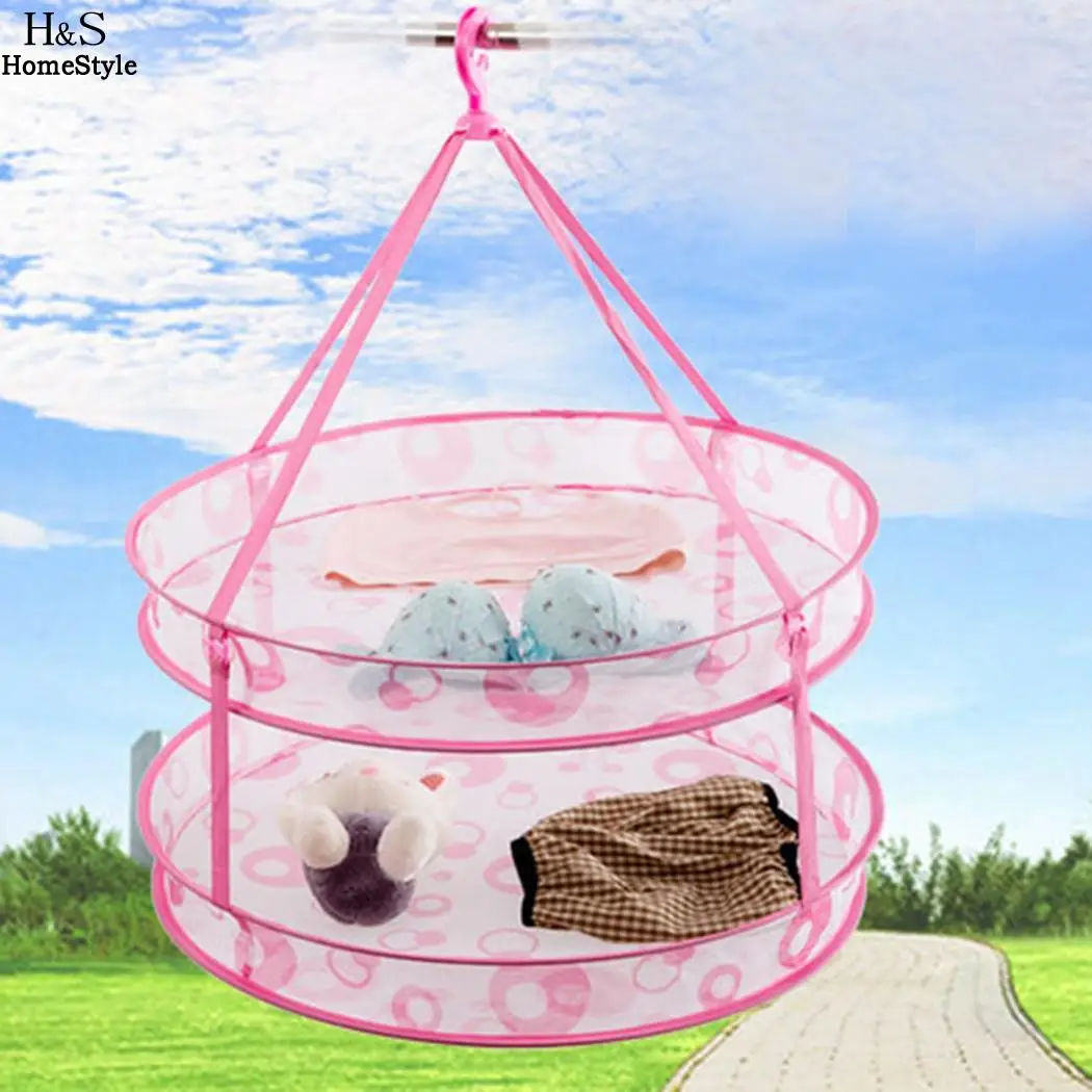 Всплывающие Складные одежды Прачечная висячая сетка-сушилка Корзина для