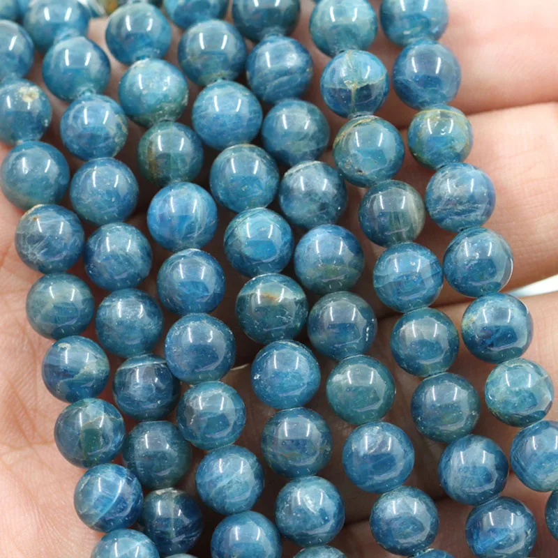 Модные круглые бусины из натурального голубого апатита нитка 6 мм 12 мм/15 5 дюйма