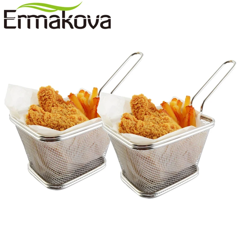 ERMAKOVA набор из 2 корзина для картофеля фри сетка нержавеющей стали ситечко куриных