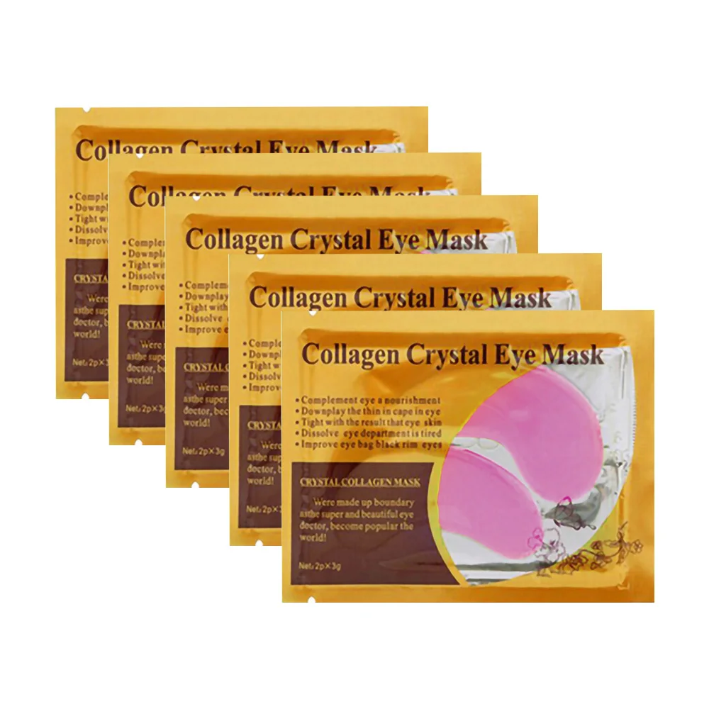 Pink Маска для глаз с кристаллами, коллагеновые патчи, 10 шт = 5 пар, темные круги, удаляют увлажняющие, против отечности, против морщин, подушечки для глаз, уход за лицом - Цвет: Pink