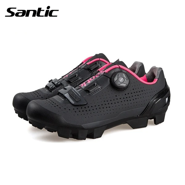 Santic Mtb обувь женские дышащие ПУ высокой интенсивности подошва велосипедный замок обувь горный велосипед велосипедная одежда оборудование аксессуары - Цвет: Black Pink