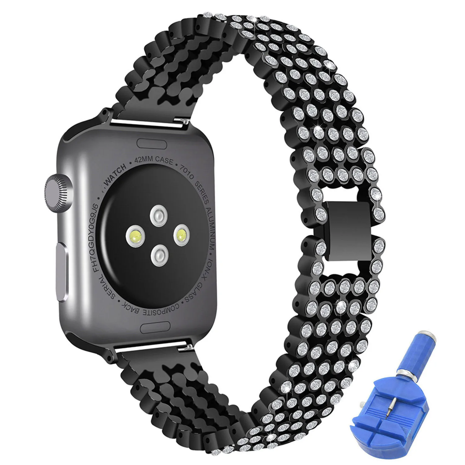 Роскошные бретель со стразами ремешок для наручных часов Apple Watch Series 5/4/3/2/1, 42 мм, 38 мм, версия кабель-браслет на запястье для наручных часов iWatch, 40/44 мм Apple Браслет для часов - Цвет ремешка: Черный