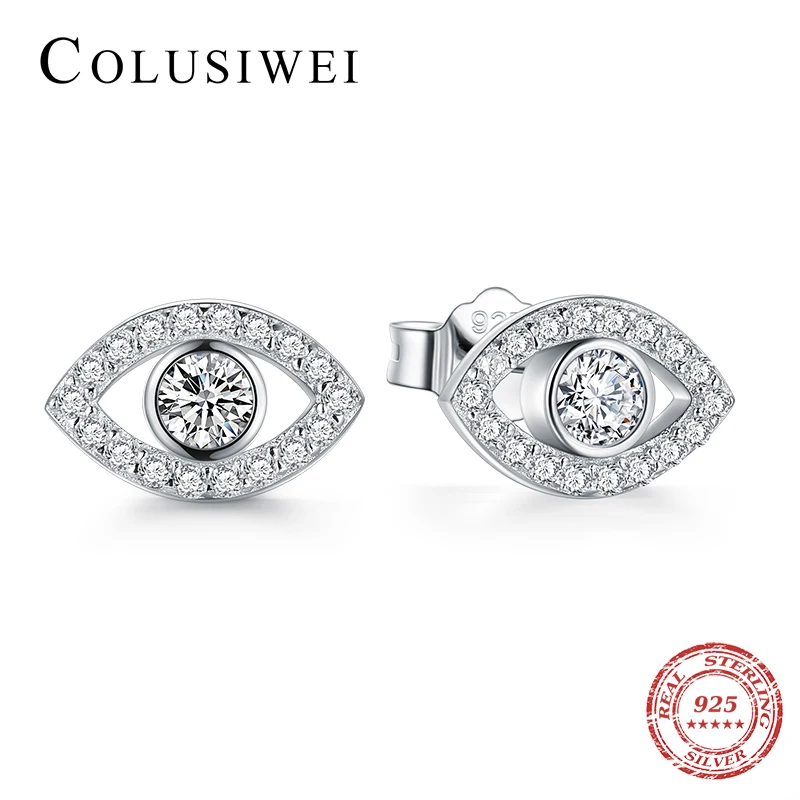 Colusiwei 2019 Роскошные серьги гвоздики из серебра 925 пробы с фианитом и прозрачными