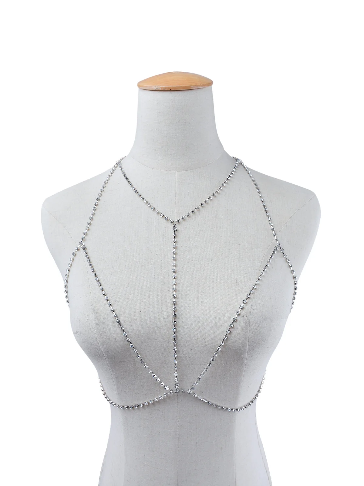 Женский многоуровневый купальник бикини Bralette с кристаллами цепочка на шею