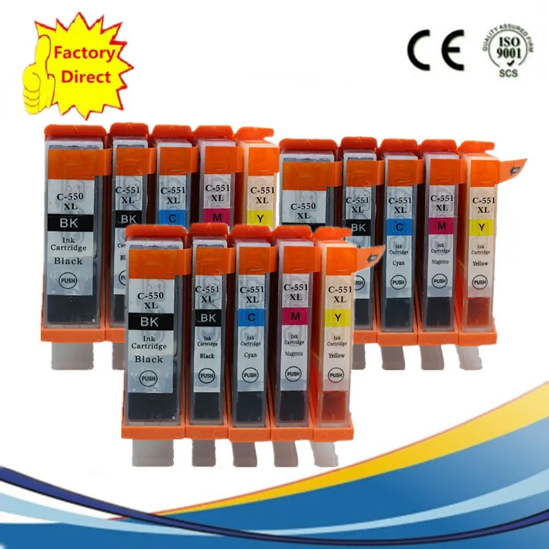Опи 550XL 551XL Замена чернильных картриджей для Canon Pixma MG7550 MG-7550 MG 7550 5650 iP8750 MX6850 MG5550 MX925 MX725 MG7150 - Цвет: 3SET 15PCS
