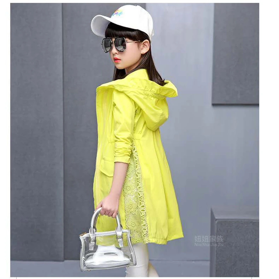 4 5 6 7 8 9 10 12 13Yrs Baby Girls Clothes Coat Solid Color Windbreaker Children Thin Jackets Spring Autumn Kids Outerwear Coat