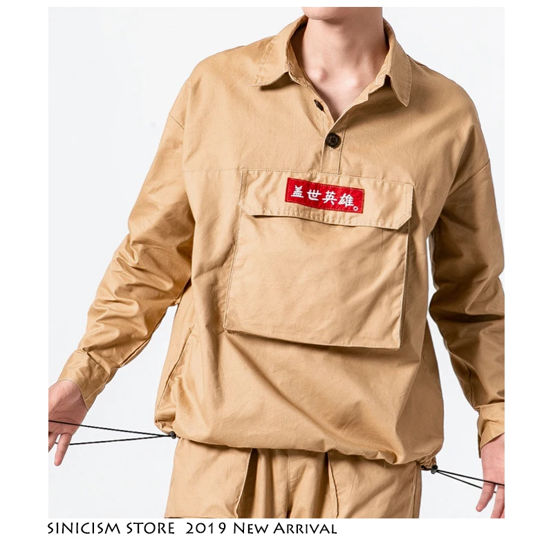 Sinicism магазин Весенняя мужская куртка 2019 Streewear хлопковые льняные свободные куртки