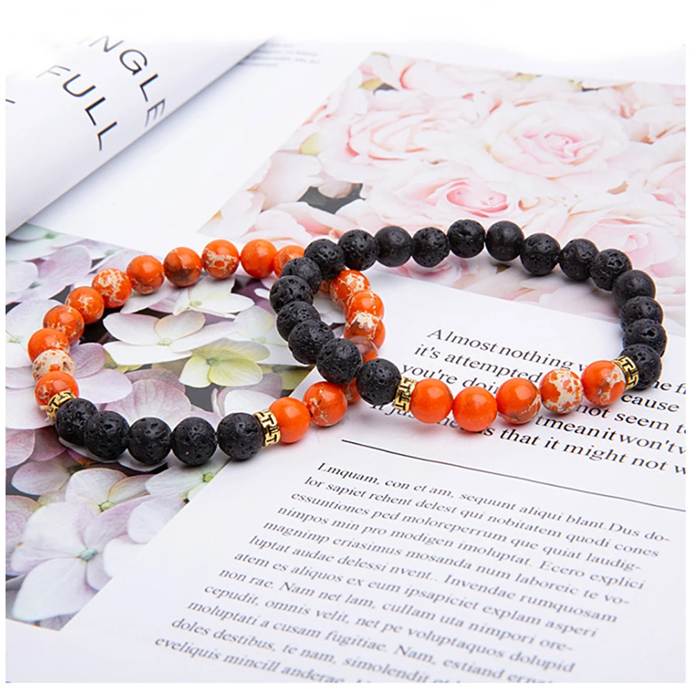 XZP браслеты с голограммой из натурального камня лава целебная Йога баланс бисера