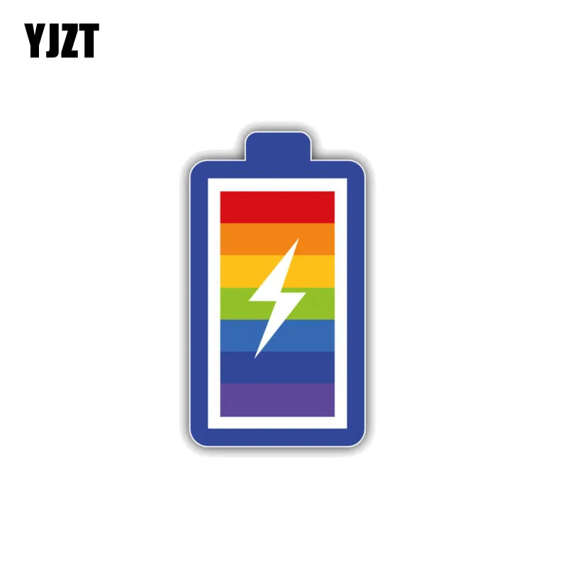 

YJZT 7.6CM*13.6CM Personality LGTB Gay Pride Rainbow Battery PVC Decal Car Sticker 12-0262