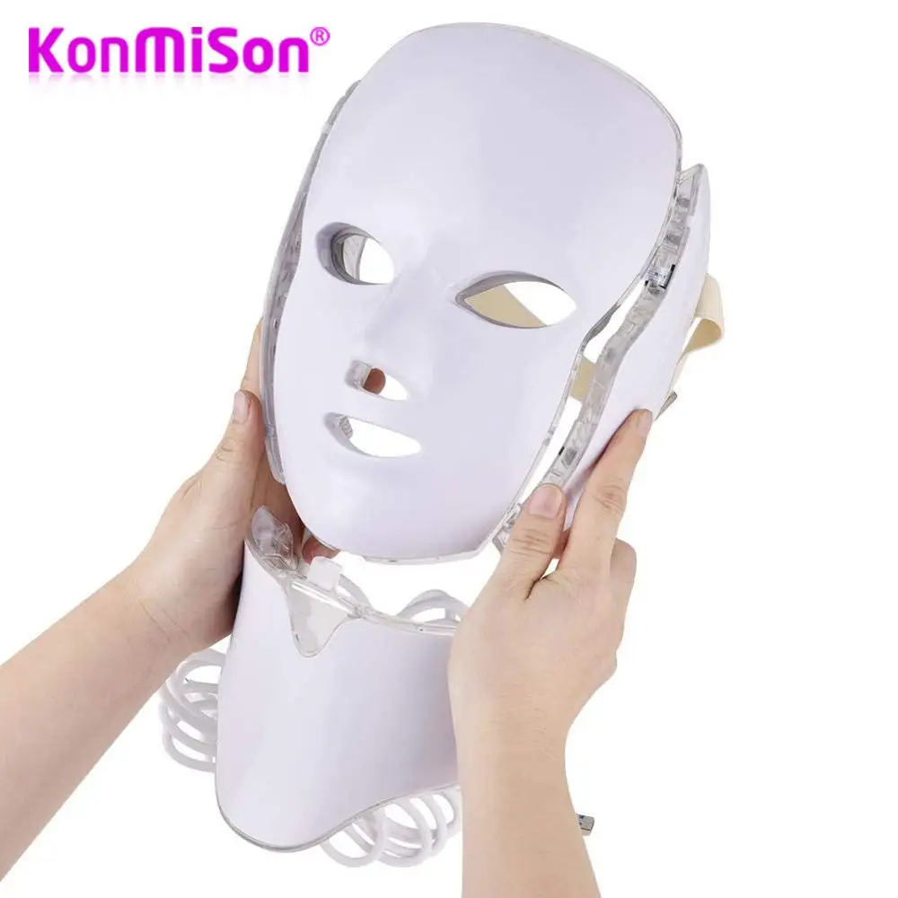 KONMISON светодиодный маска для лица, 3/7 цветов, светодиодный фотон, маска для лица, удаление морщин и акне, омоложение кожи лица, массажная маска для лица