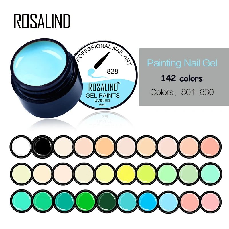 Гель лак для ногтей Rosalind 5 мл однотонный долговечный светодиодный гель маникюра и