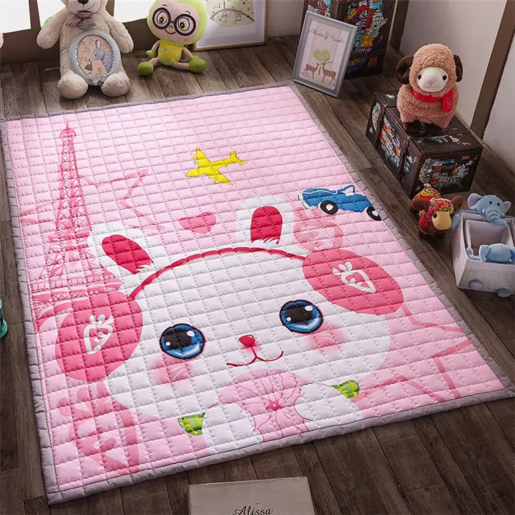 fenhongse Хлопковый детский игровой коврик, детский коврик для ползания, 150*200 см, детский игровой ковер, детский коврик для гостиной, толстый пол, детский коврик для ползания, 1 шт - Цвет: fenhongse