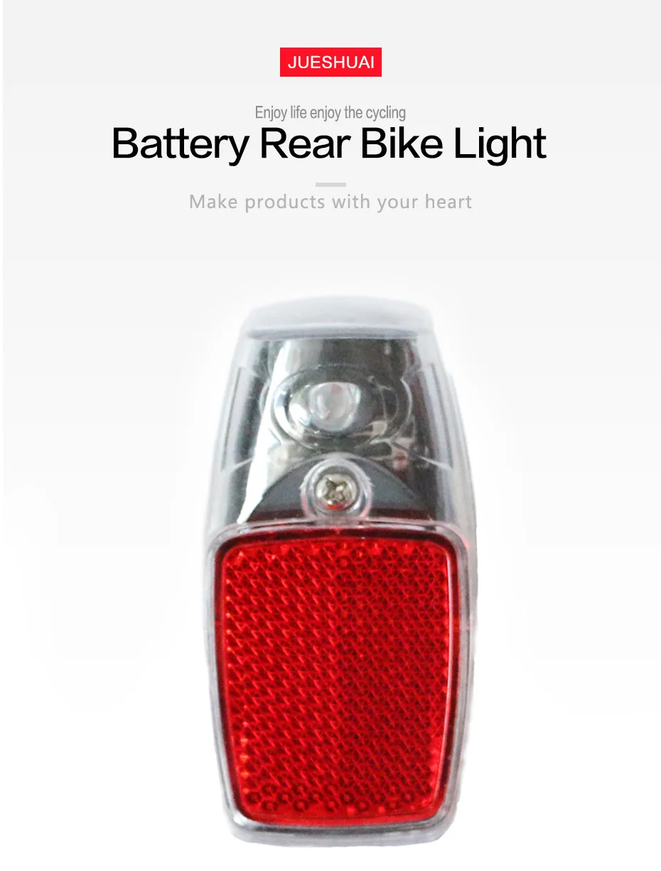 Jueshuai Red LED Bike Rear Light Mount on the Fender with Battery Safety Warning Bicycle Tail light Lamp Bycicle Accessories MTB