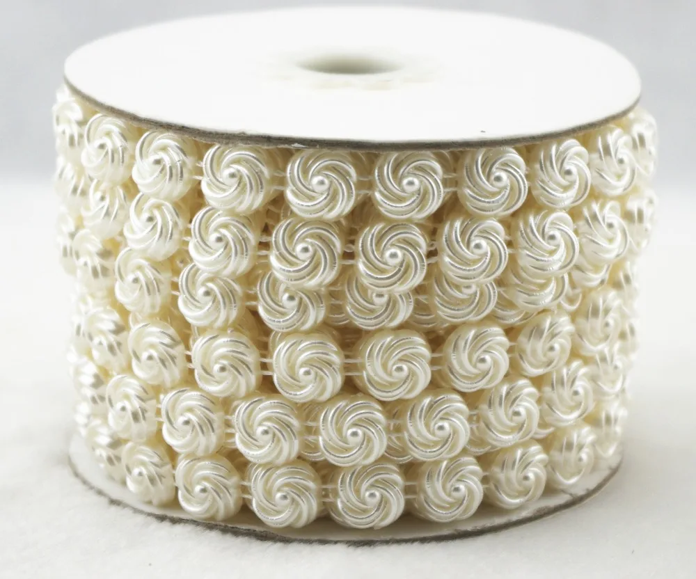 10 мм в форме цветка жемчужные стразы цвета слоновой кости цепь планки шитье