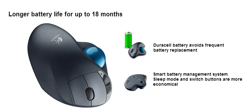 Logitech M570 2,4G Беспроводная игровая мышь Профессиональный рисунок трекболы лазерные мыши вертикальный для Windos 10/8/7