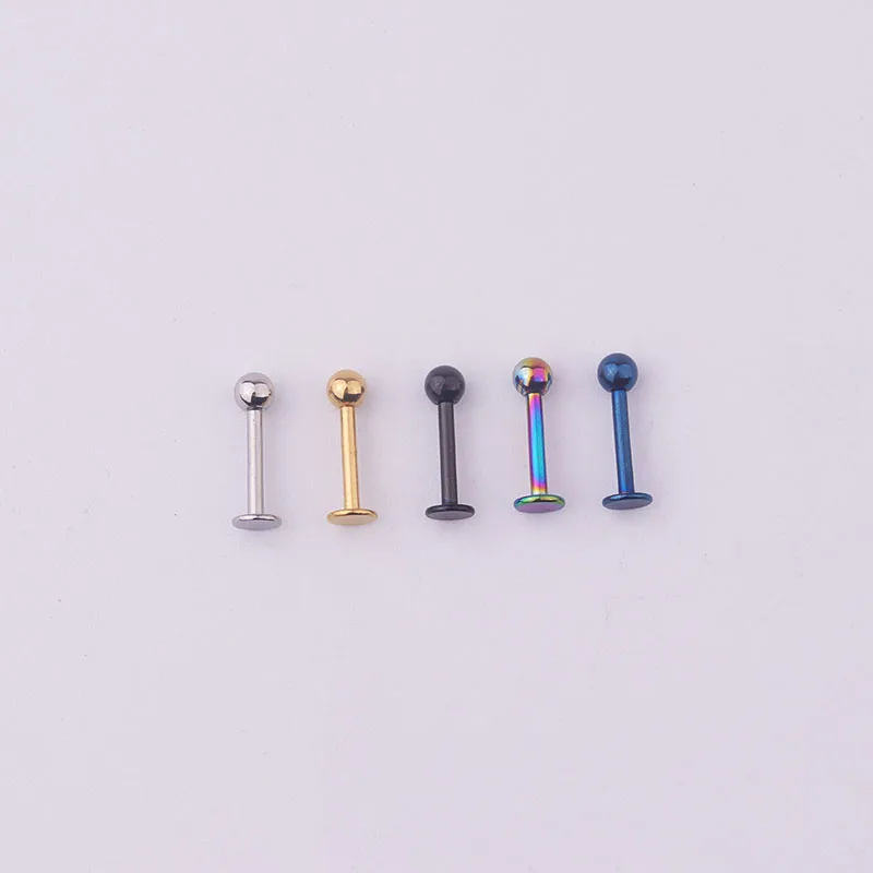 mixed color Sellsets 5 шт./лот 6/8/10 мм 16G хирургическая Сталь мяч Губная Серьга Стад губ пирсинг для пупка лепестка раковины вперед спиральный для хряща серьги - Окраска металла: mixed color