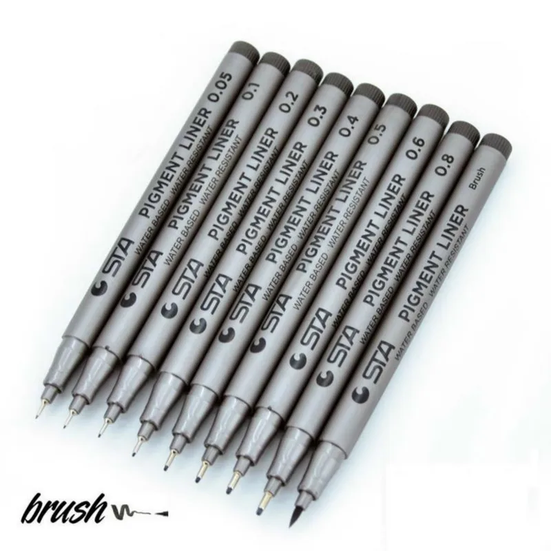 9 Pcs Пигментный лайнер Pigma Micron чернильный маркер ручка на водной основе художественный Fineliner Рисунок Живопись школьные канцелярские принадлежности 04301 - Цвет: 9 Pcs