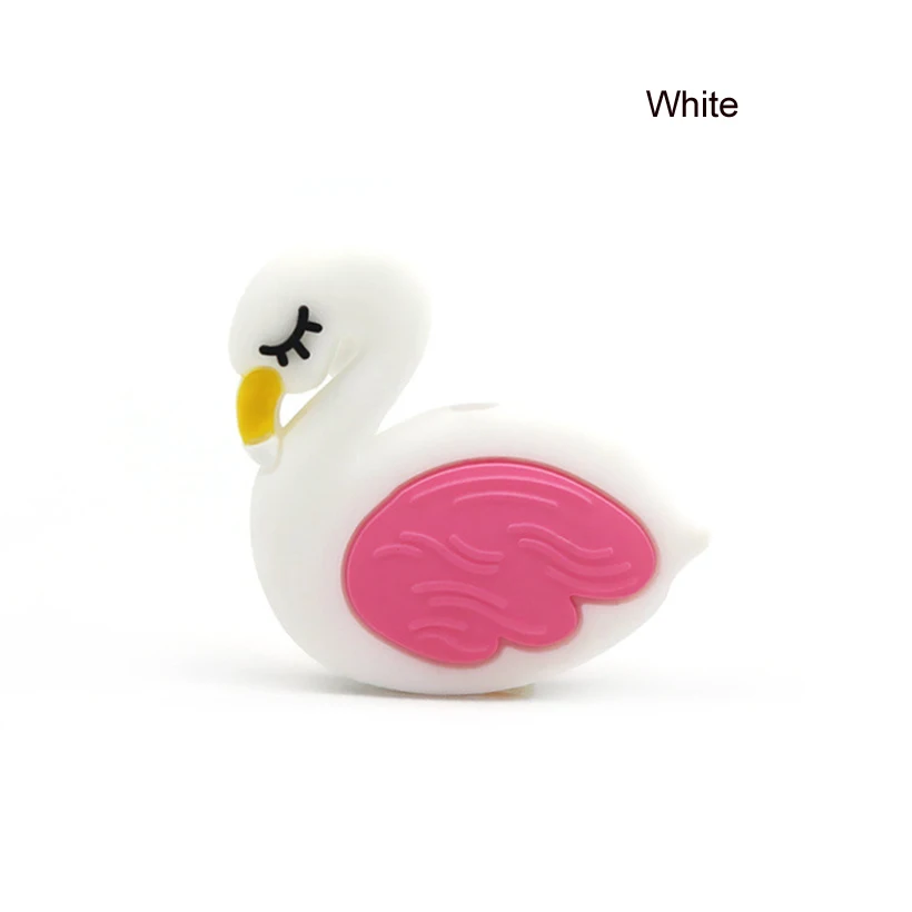 White bird 10pcs 10 шт коала силиконовые бусины Сова собака цыпленок утка детские жевательные игрушки для DIY соска цепь ребенок прорезыватель животное уход ожерелье бусы - Цвет: White bird 10pcs