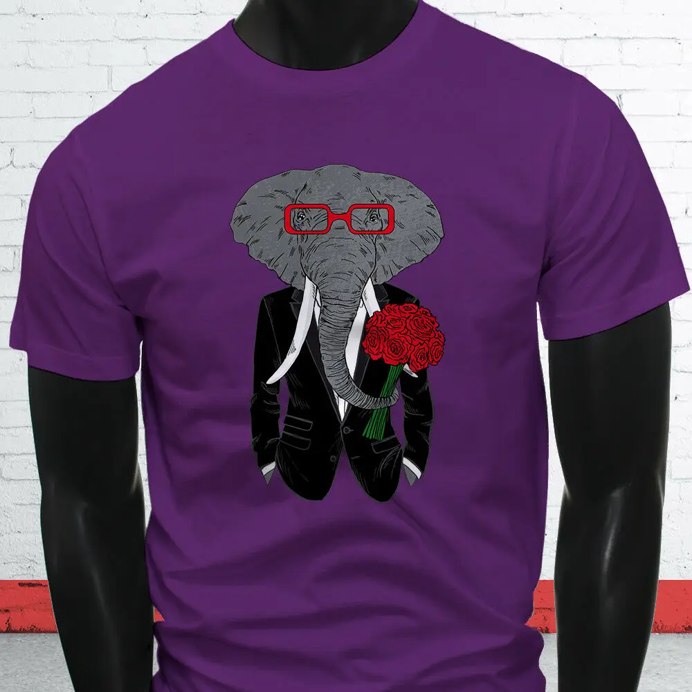

Classy Elephant Hipster Wild Animal Funny Cartoon Mens Short Sleeve T-Shirt