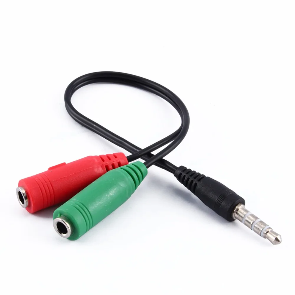

2018 3.5mm Stereo Audio Plug 1 Male to 2 Female Adapter Cable Y Splitter Microphone and Headphone Jack Cord