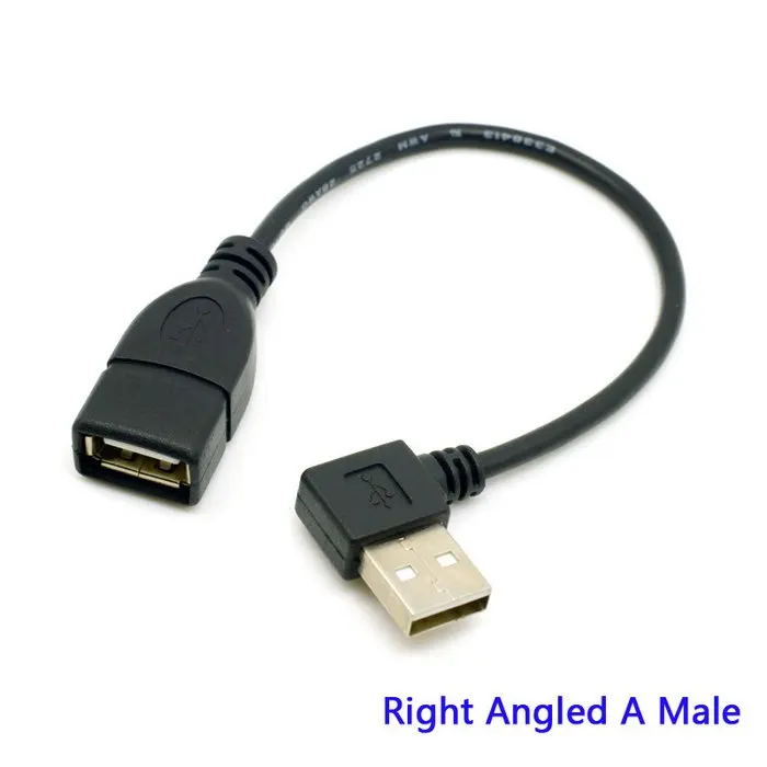 90 градусов левый и правый угловой USB 2,0 A штекер USB Женский удлинитель 10 см 20 см 40 см