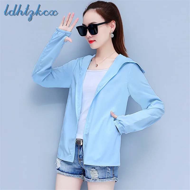 

Women Coat Casual Sunscreen Hooded Jacket Girls 2019 New Summer Fashion Riding Ultra-thin Breathable UV Sunscreen Jacket CX41