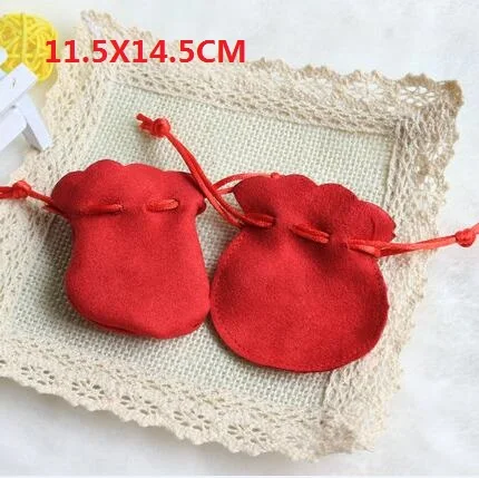 

30 шт./лот 11,5x14,5 см двухсторонние мягкие красные бархатные замшевые мешочки из искусственной оленьей кожи для упаковки ювелирных изделий, По...