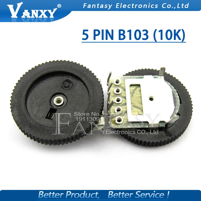 Потенциометр B103 10K 5Pin 16*2 мм 5 шт. | Электронные компоненты и принадлежности