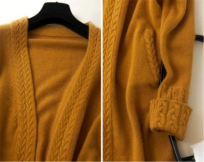 100% козий кашемир добавляет толстый жаккардовый вязаный женский модный длинный